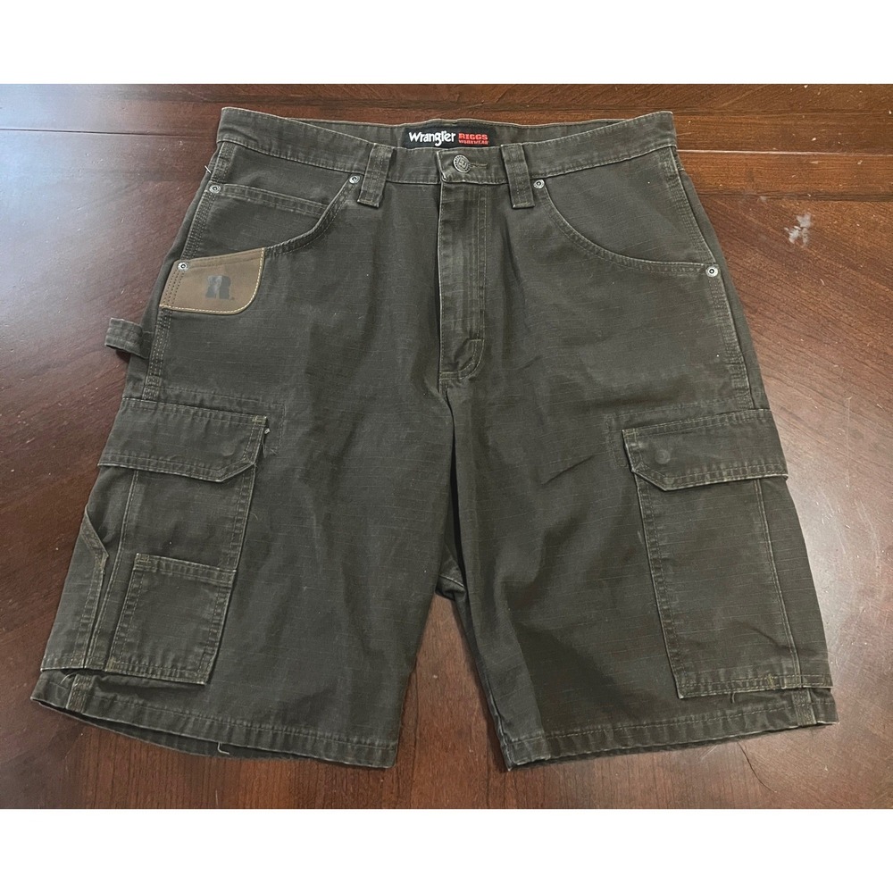 Wrangler Riggs Workwear Mens Ripstop Cargo Shorts Brown 3W360DB 32 NWOT